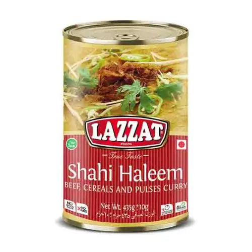 Lazzat Shahi Haleem Beef in 435g ready-to-eat tin – Rich, creamy beef haleem perfect for travel, picnics, and quick meals