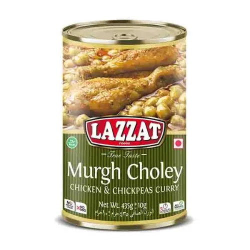 Lazzat Murgh Cholay in 435g ready-to-eat tin – Flavorful chicken and chickpeas dish perfect for travel, picnics, and quick meals