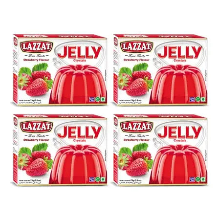 Crystal Jelly Strawberry Pack of 4 - 75g Jelly Mix for Homemade Strawberry Desserts and Snacks