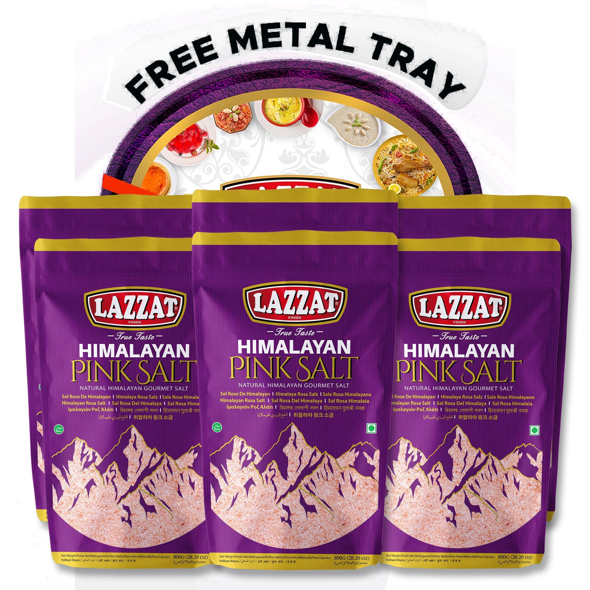 Pink Salt 800gm Pouch x 5 with Free Tray - Premium Himalayan Salt Set