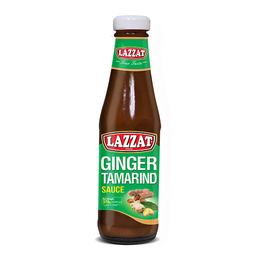 Lazzat Ginger Tamarind Sauce 370g bottle – sweet and tangy dipping sauce with tamarind and ginger flavor