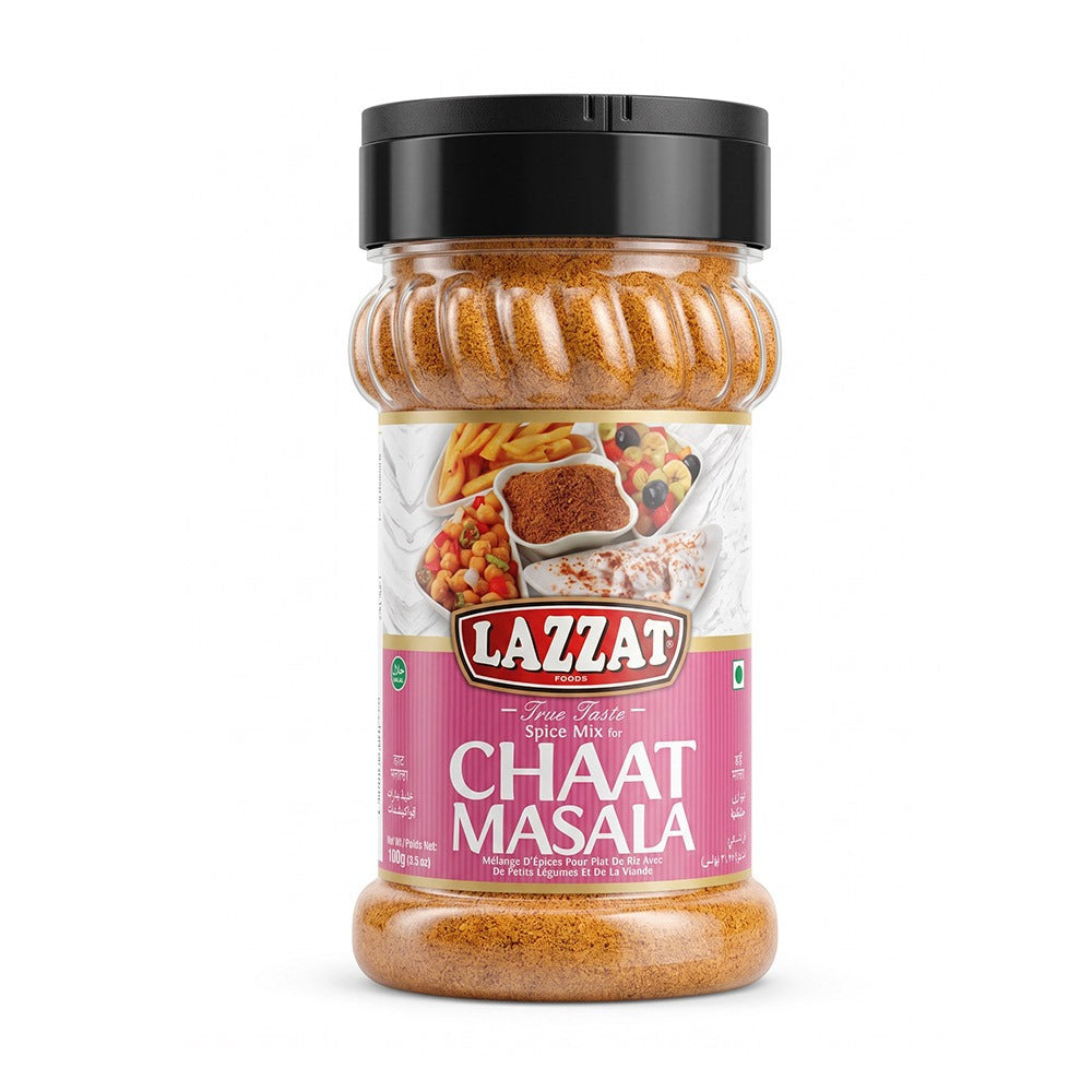 Lazzat Chaat Masala 100g PET Jar – tangy and spicy Pakistani chaat seasoning