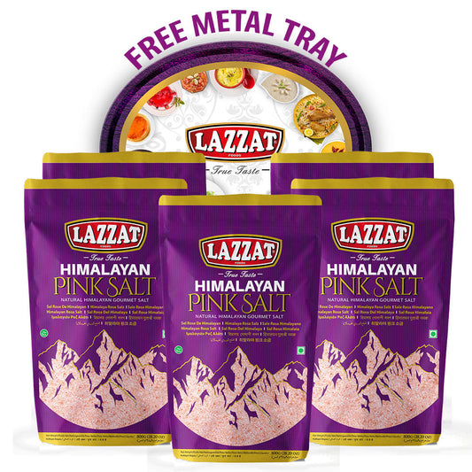 Pink Salt 800gm Pouch x 5 with Free Tray - Premium Himalayan Salt Set