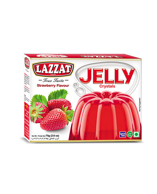 Lazzat Strawberry Jelly Crystals 85g – Strawberry Flavored Dessert